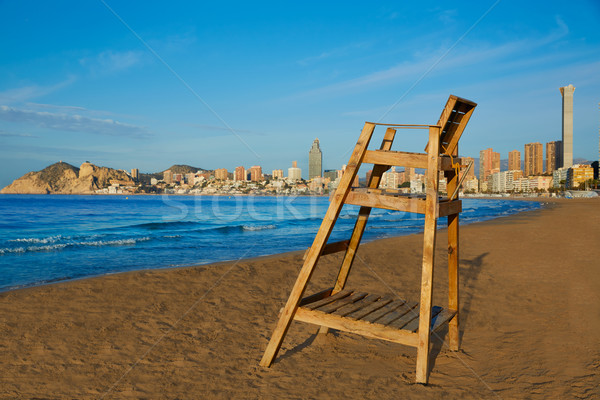 Benidorm Poniente beach watchtower seat Alicante Stock photo © lunamarina