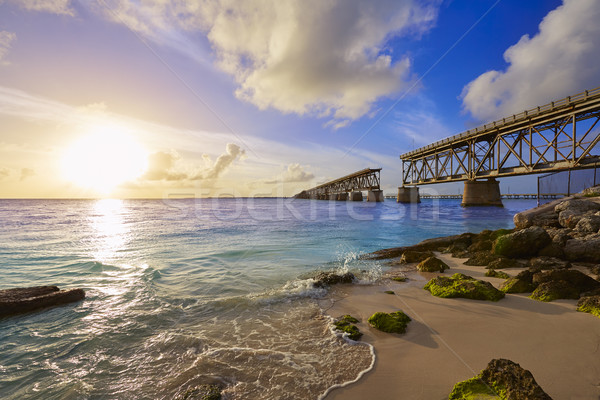 Stock photo: Florida Keys old bridge sunset at Bahia Honda