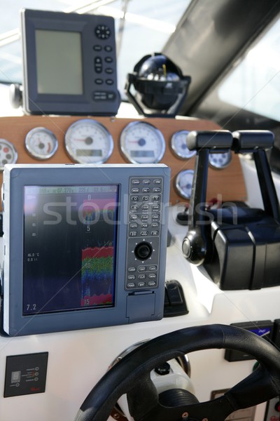 Boat control bridge, plotter, fishfinder, radar, power Stock photo © lunamarina