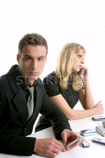 young  business couple over white Stock photo © lunamarina