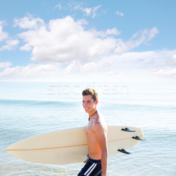 Surfer Junge Teenager Surfbrett Strand gut aussehend Stock foto © lunamarina