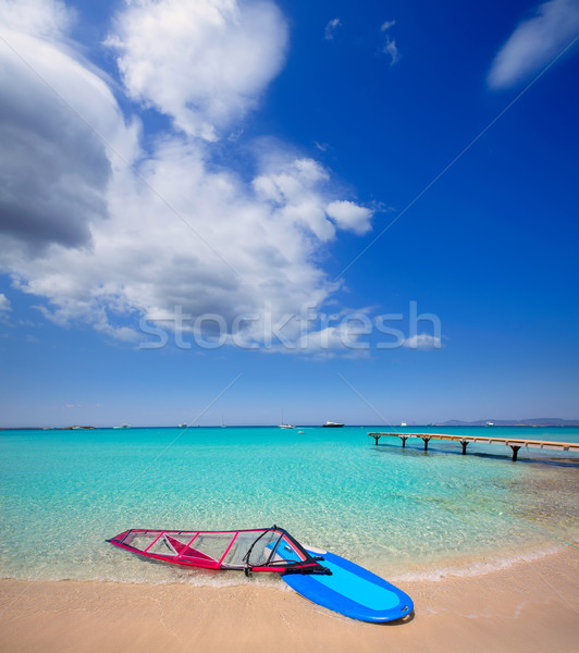 Formentera ibiza ses Illetes beach with wind surf Stock photo © lunamarina