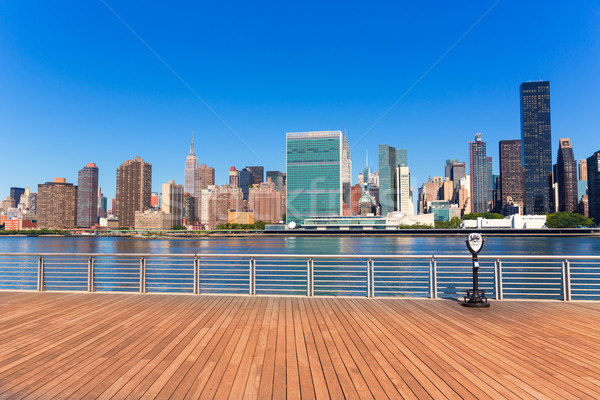 [[stock_photo]]: Manhattan · New · York · ensoleillée · Skyline · rivière · soleil