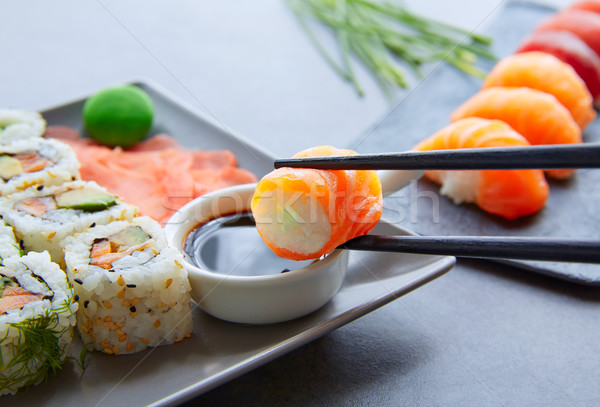 Sushi maki sojasaus wasabi Californië rollen Stockfoto © lunamarina