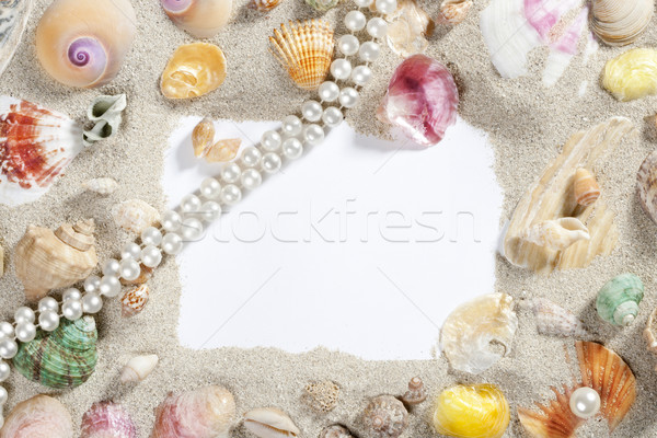 border frame summer beach shell pearl necklace Stock photo © lunamarina