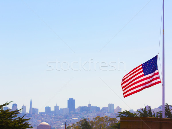 San francisco foggy with United States flag Stock photo © lunamarina