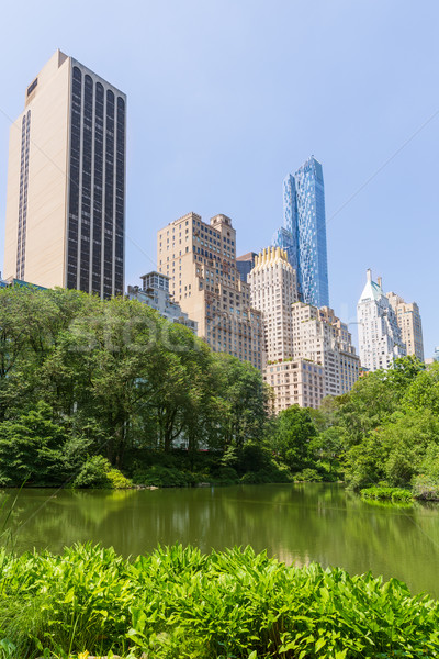 中央公園） 池塘 曼哈頓 紐約 天空 城市 商業照片 © lunamarina