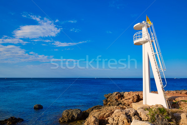 Denia Las Rotas Trampoli beach and tower Spain Stock photo © lunamarina