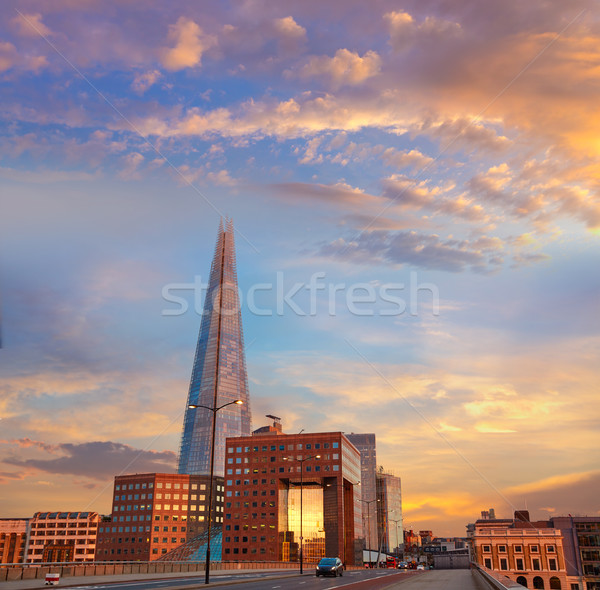 London The Shard building at sunset Stock photo © lunamarina