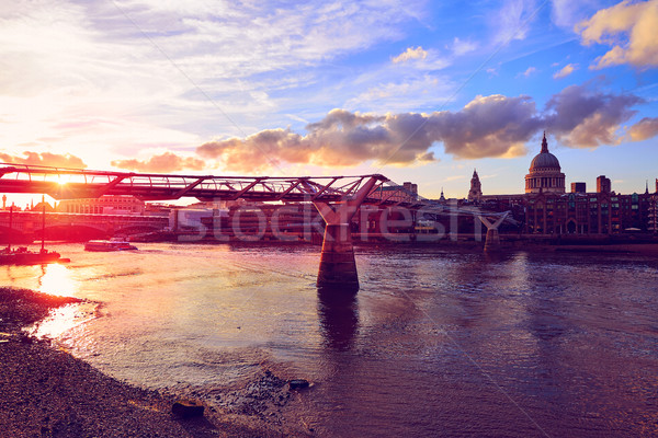 Foto d'archivio: Londra · cattedrale · tramonto · ponte · thames · viaggio
