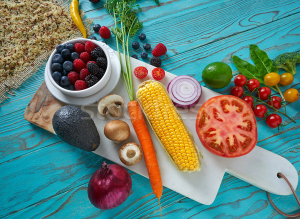Stock photo: Healthy food vegetables for heart heath on wood