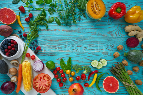 Healthy food vegetables for heart heath on wood Stock photo © lunamarina