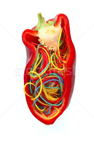 Abstract half red pepper  with  colorful rubber bands  Stock photo © lunamarina