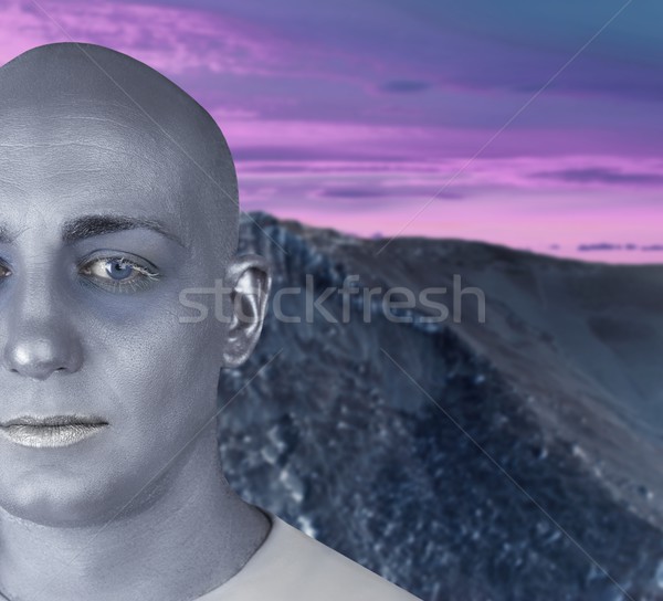 alien man futuristic silver skin extraterrestrial space Stock photo © lunamarina