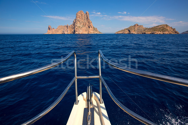Stock photo: Boating sailing in Ibiza near es Vedra island