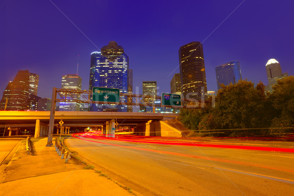 Houston downtown skyline at sunset dusk Texas Stock photo © lunamarina