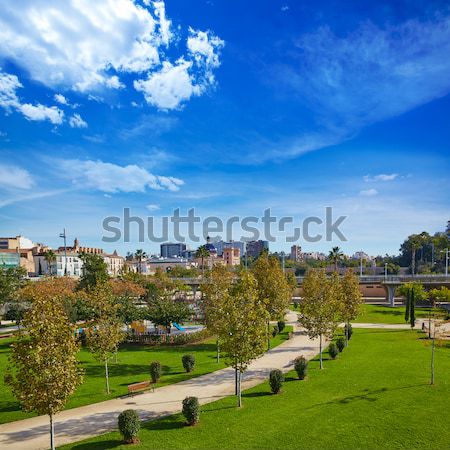 Stockfoto: Valencia · rivier · park · skyline · tuinen · Spanje