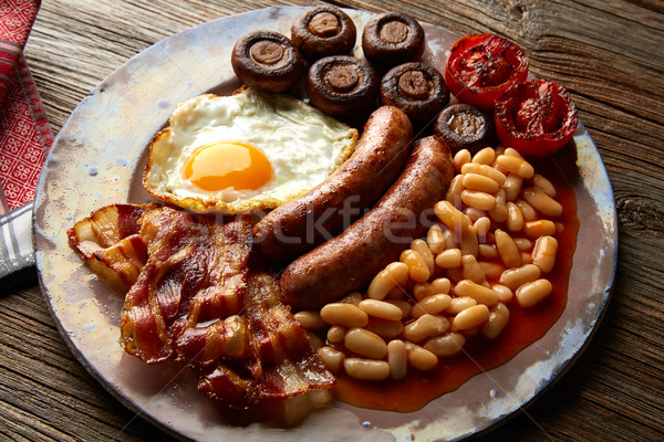 Anglais déjeuner saucisses oeuf fèves lard [[stock_photo]] © lunamarina