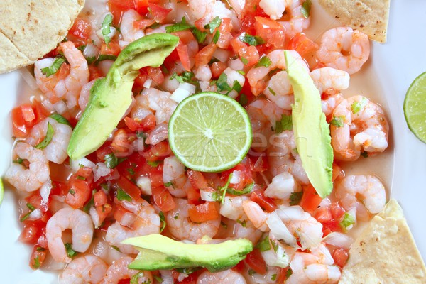 Garnalen ruw zeevruchten salade Mexico chili Stockfoto © lunamarina