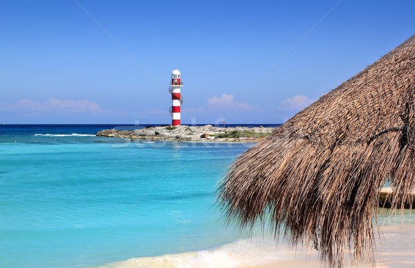 Cancun lighthouse turquoise caribbean beach Stock photo © lunamarina