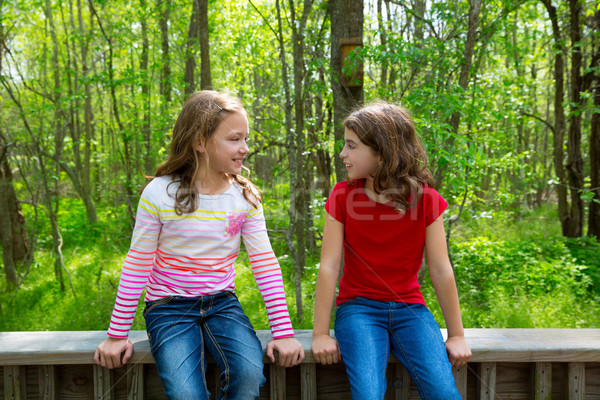 children friend girls talking on the jungle park forest Stock photo © lunamarina