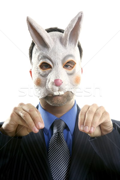 Businessman with funny rabbit mask Stock photo © lunamarina