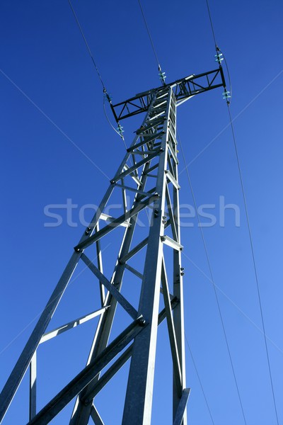 Light steel electricity tower pole blue sky Stock photo © lunamarina