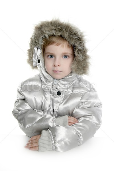 Сток-фото: серебро · мех · зима · пальто · девочку · портрет