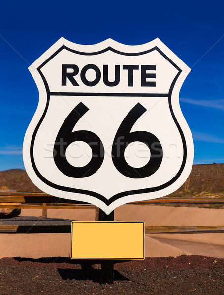 Stock foto: Route · 66 · Schild · Arizona · USA · blauer · Himmel · Himmel