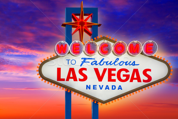 Welcome to Fabulous Las Vegas sign sunset sky Stock photo © lunamarina