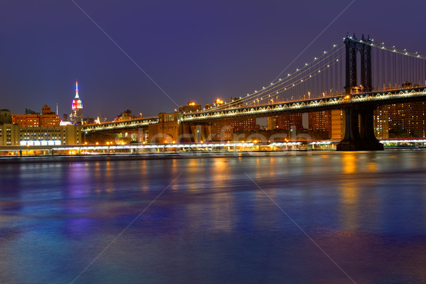 Manhattan híd naplemente New York NY USA Stock fotó © lunamarina