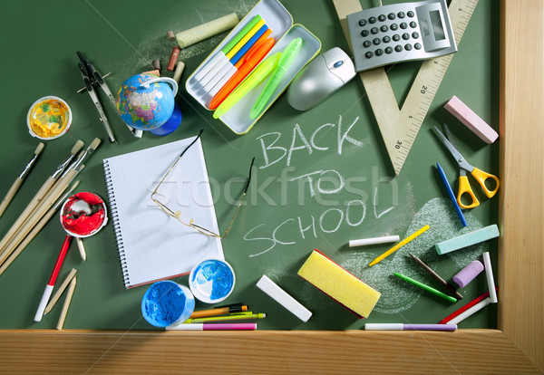 Volver a la escuela escrito pizarra verde bordo educación Foto stock © lunamarina