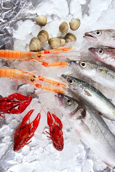 Zeevruchten markt ijs makreel vis restaurant Stockfoto © lunamarina