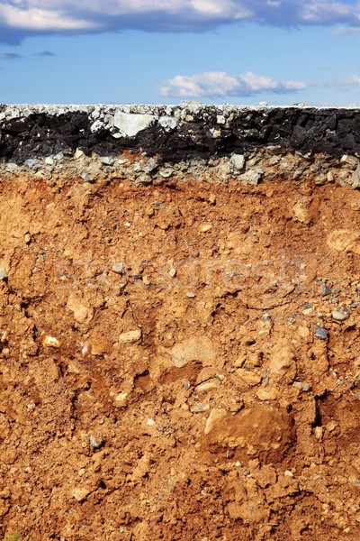 Aszfalt út ásatás földrengés keresztmetszet törött Stock fotó © lunamarina