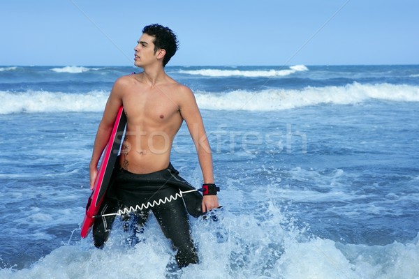 Tengerpart nyár portré fiatal szörfös jóképű Stock fotó © lunamarina