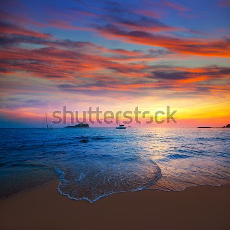 Ibiza sunset from Cala Conta Comte in San Jose Stock photo © lunamarina