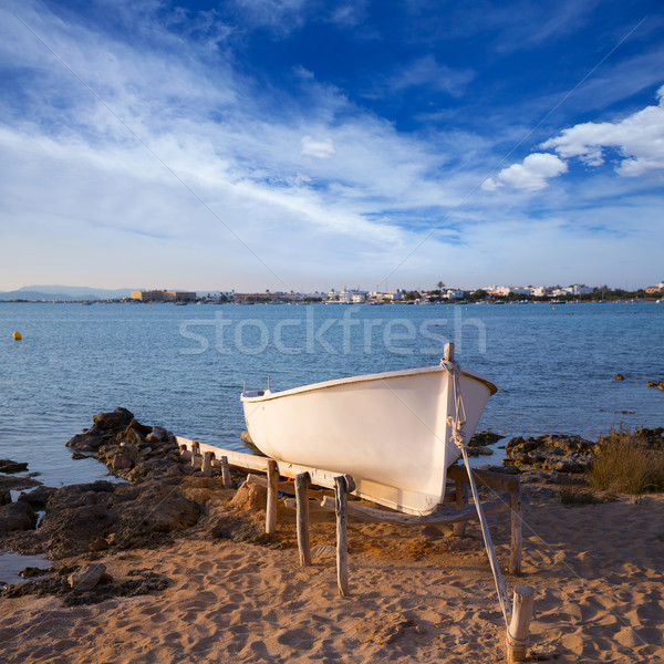 Beached boat in Estany des Peix at Formentera Balearic Island Stock photo © lunamarina