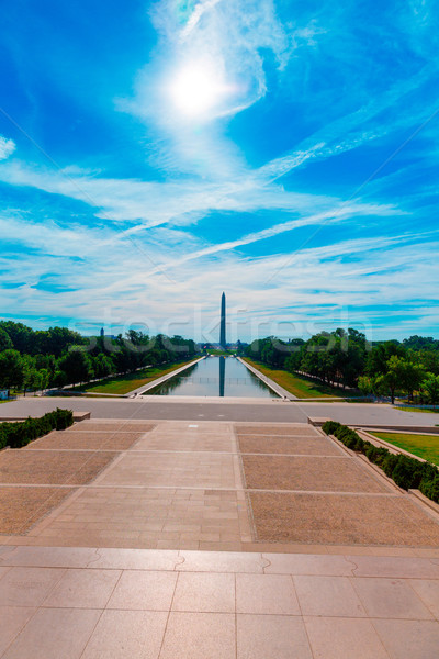 Zdjęcia stock: Washington · Monument · rano · basen · budynku · miasta · niebieski