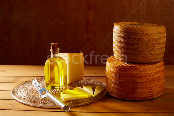 Manchego cheese from Spain in wooden table Stock photo © lunamarina