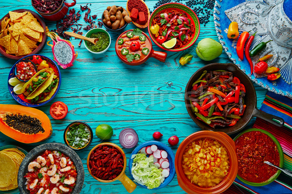 Mexikói étel keverék színes Mexikó copy space keret Stock fotó © lunamarina