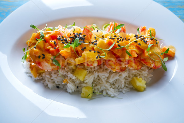 Seafood red curry with shrimps prawns Stock photo © lunamarina