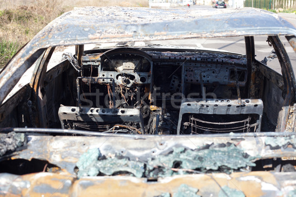 Burned out car in street Stock photo © lunamarina