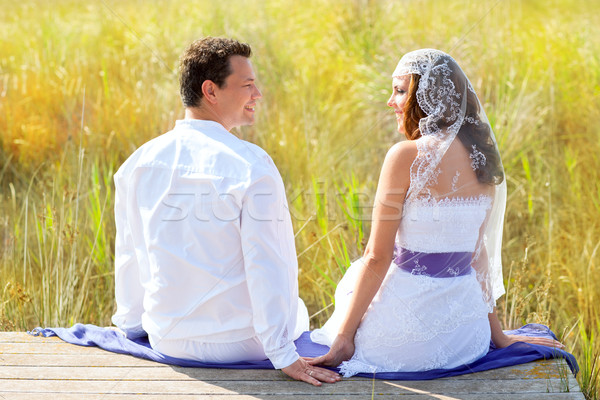 Foto stock: Pareja · mediterráneo · boda · día · moda · aire · libre