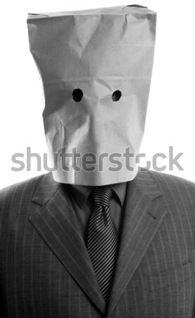 Stock photo: Businessman with paper bag in head