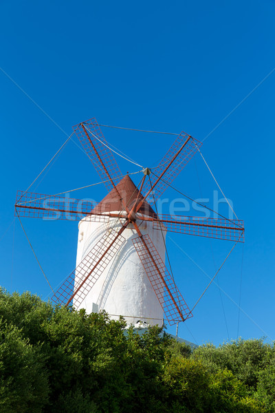 Menorca Es Mercadal windmill on blue sky at Balearics Stock photo © lunamarina