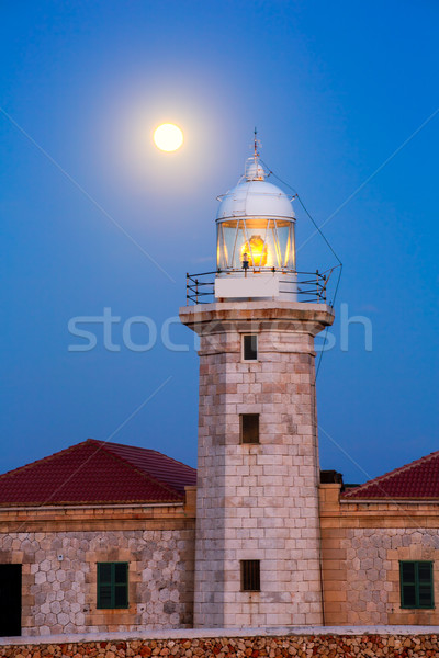 Ciutadella Menorca Punta Nati lighthouse moon shine Stock photo © lunamarina