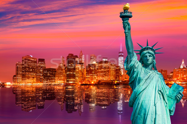 Liberty Statue and New York skyline US Stock photo © lunamarina