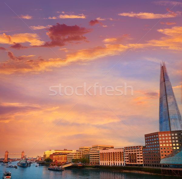 London The Shard building at sunset Stock photo © lunamarina