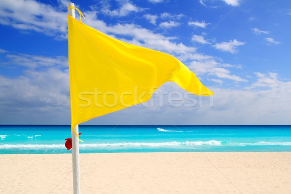 Beach yellow flag weather wind advice Stock photo © lunamarina