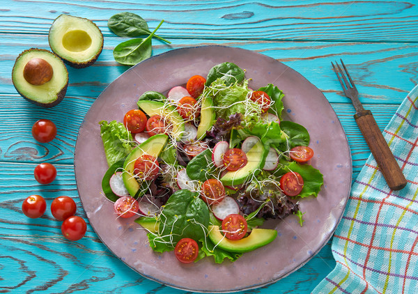 Avocado salad with sprouts tomatoes spinach Stock photo © lunamarina